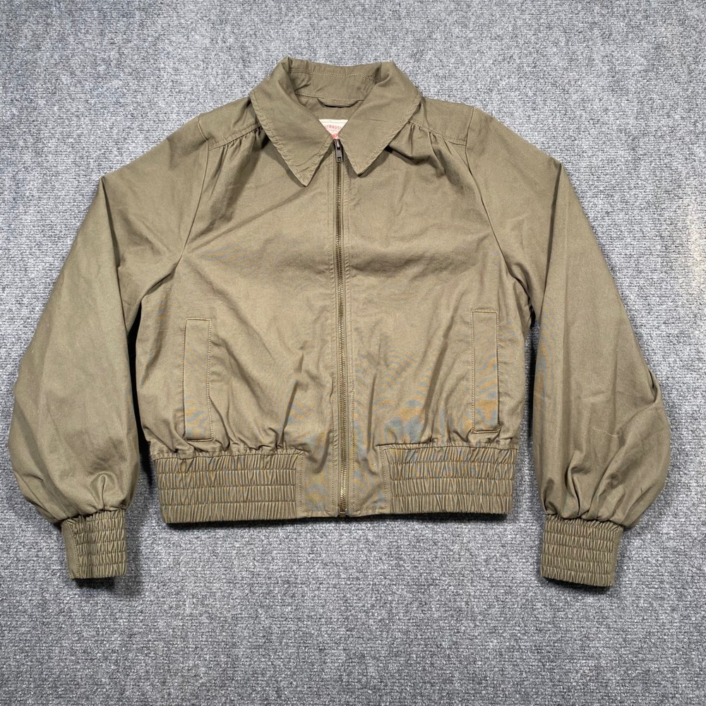 Levi's Bomber Jacket Women Small Olive Green‎ Full Zip Coat Military Army